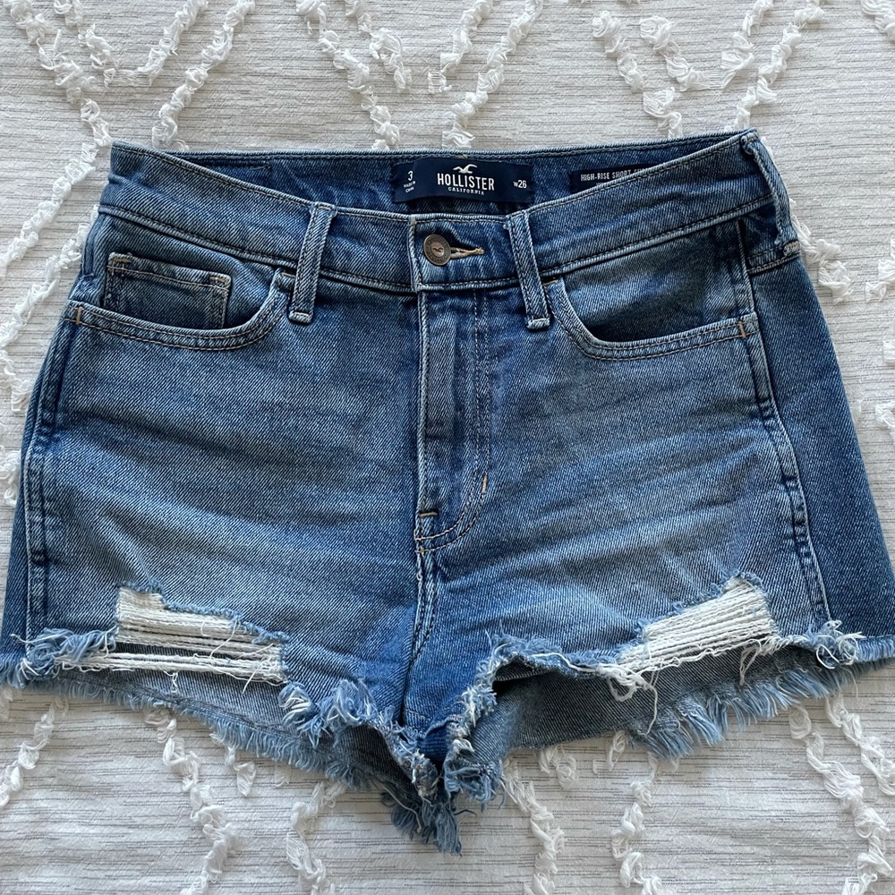 High rise vintage stretch denim shorts